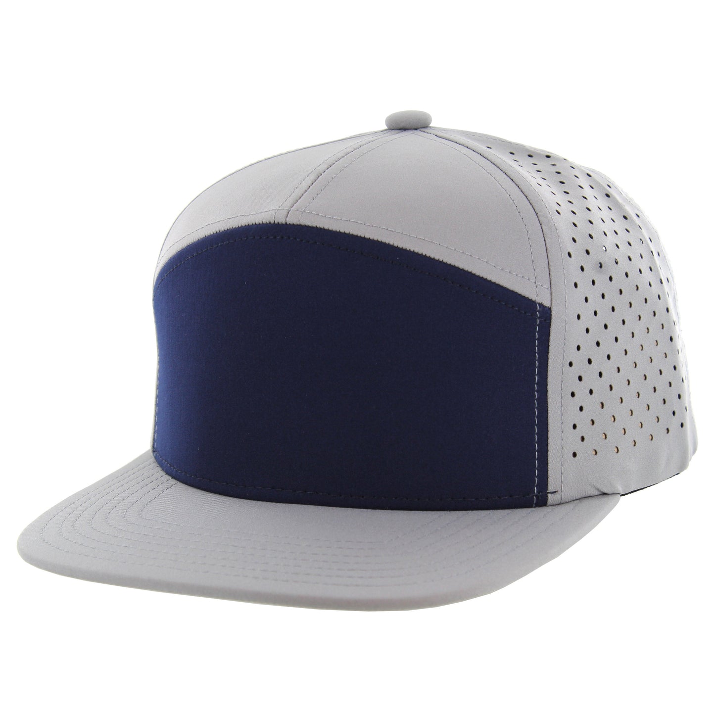 K707DP - 7 PANEL PERFORATED SUBTONE CAP - Navy/Grey/Grey