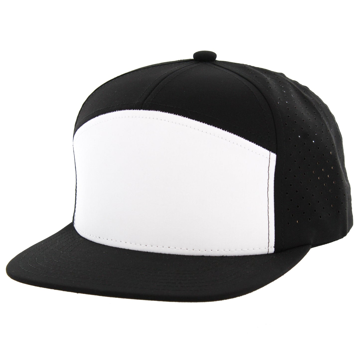 K707DP - 7 PANEL PERFORATED SUBTONE CAP - White/Black/Black