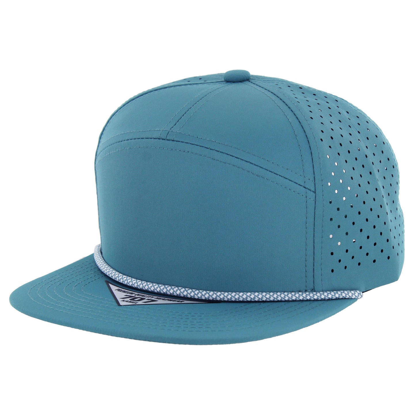 K707DPR - 7 PANEL PERFORATED ROPE CAP - Aqua