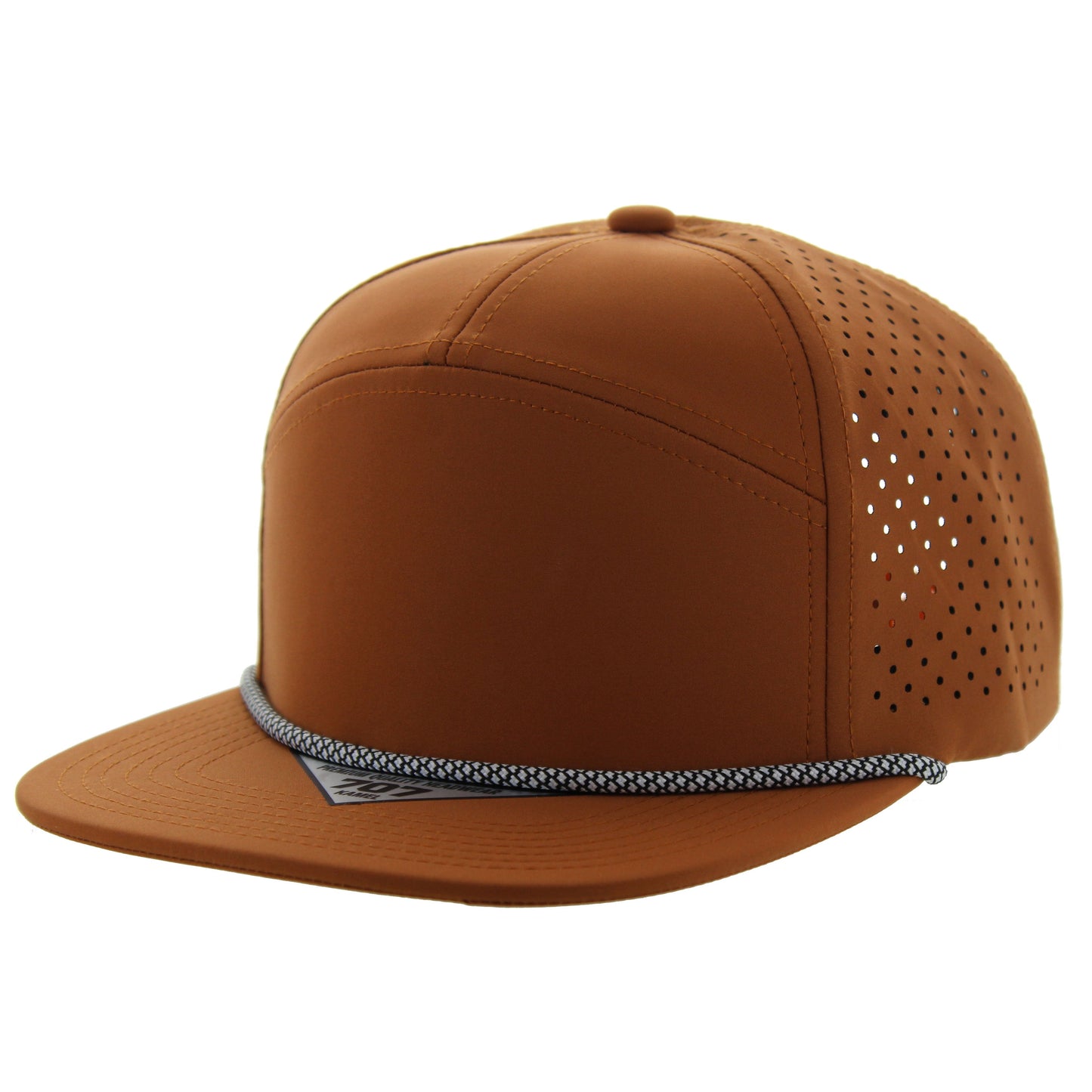 K707DPR - 7 PANEL PERFORATED ROPE CAP - Burnt Orange