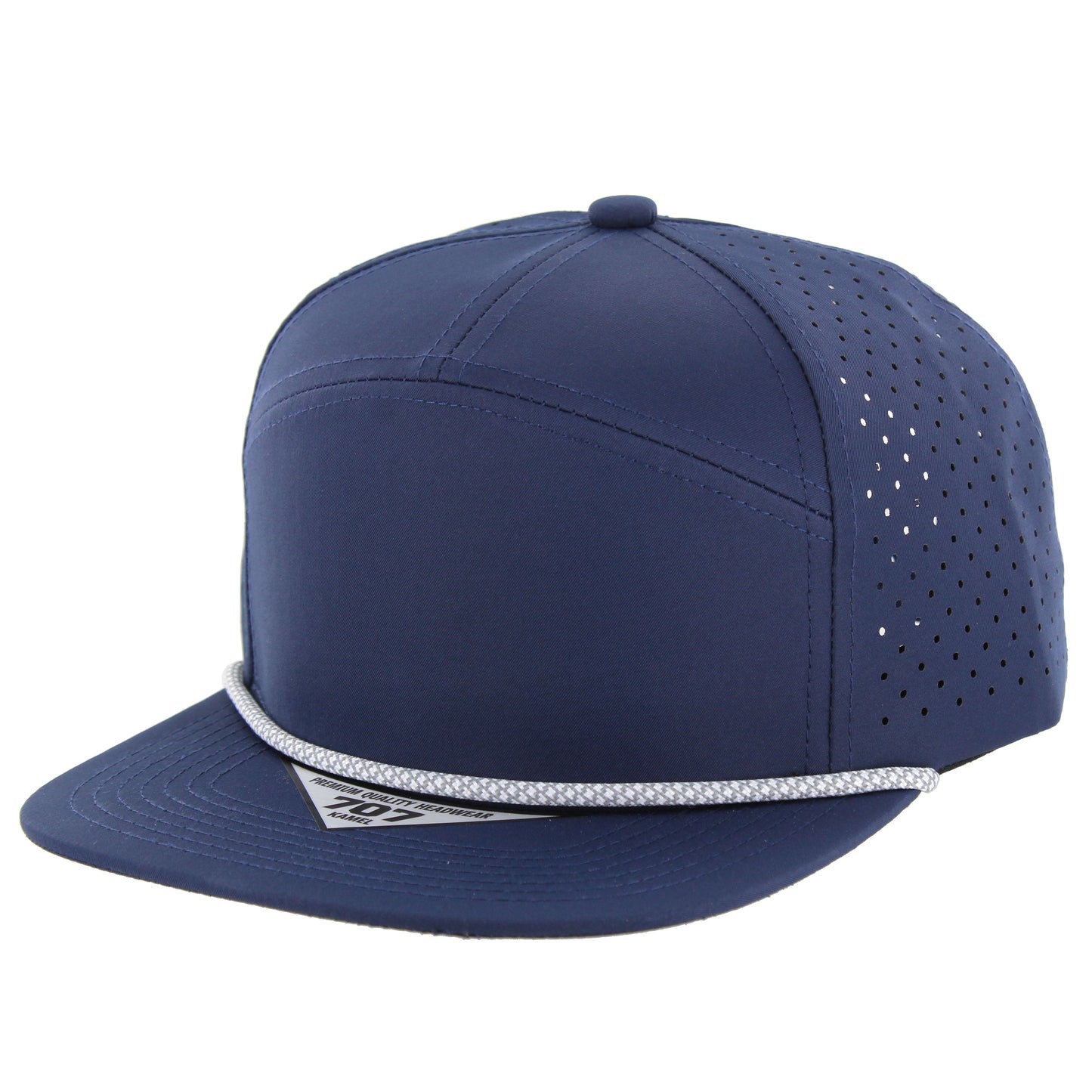 K707DPR - 7 PANEL PERFORATED ROPE CAP - Navy