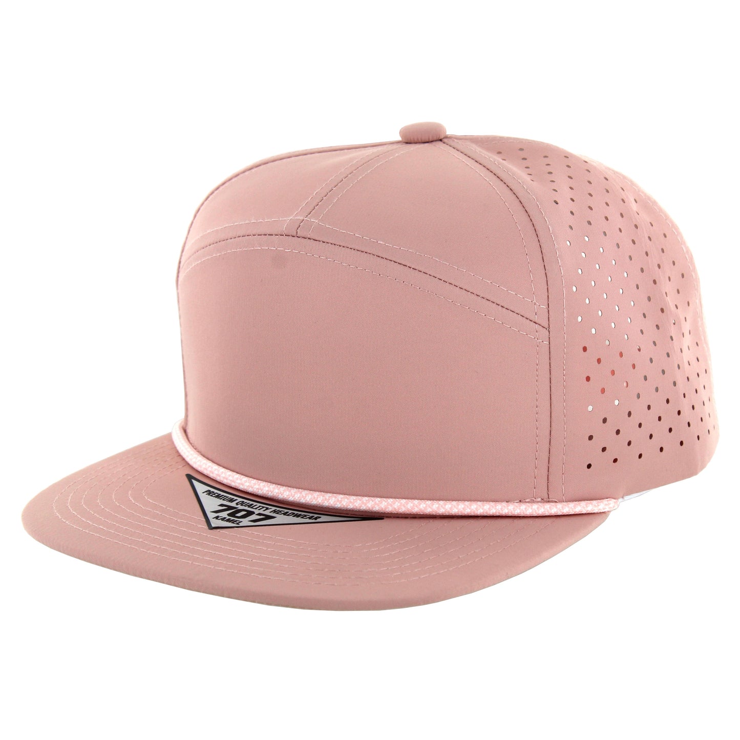 K707DPR - 7 PANEL PERFORATED ROPE CAP - Pink