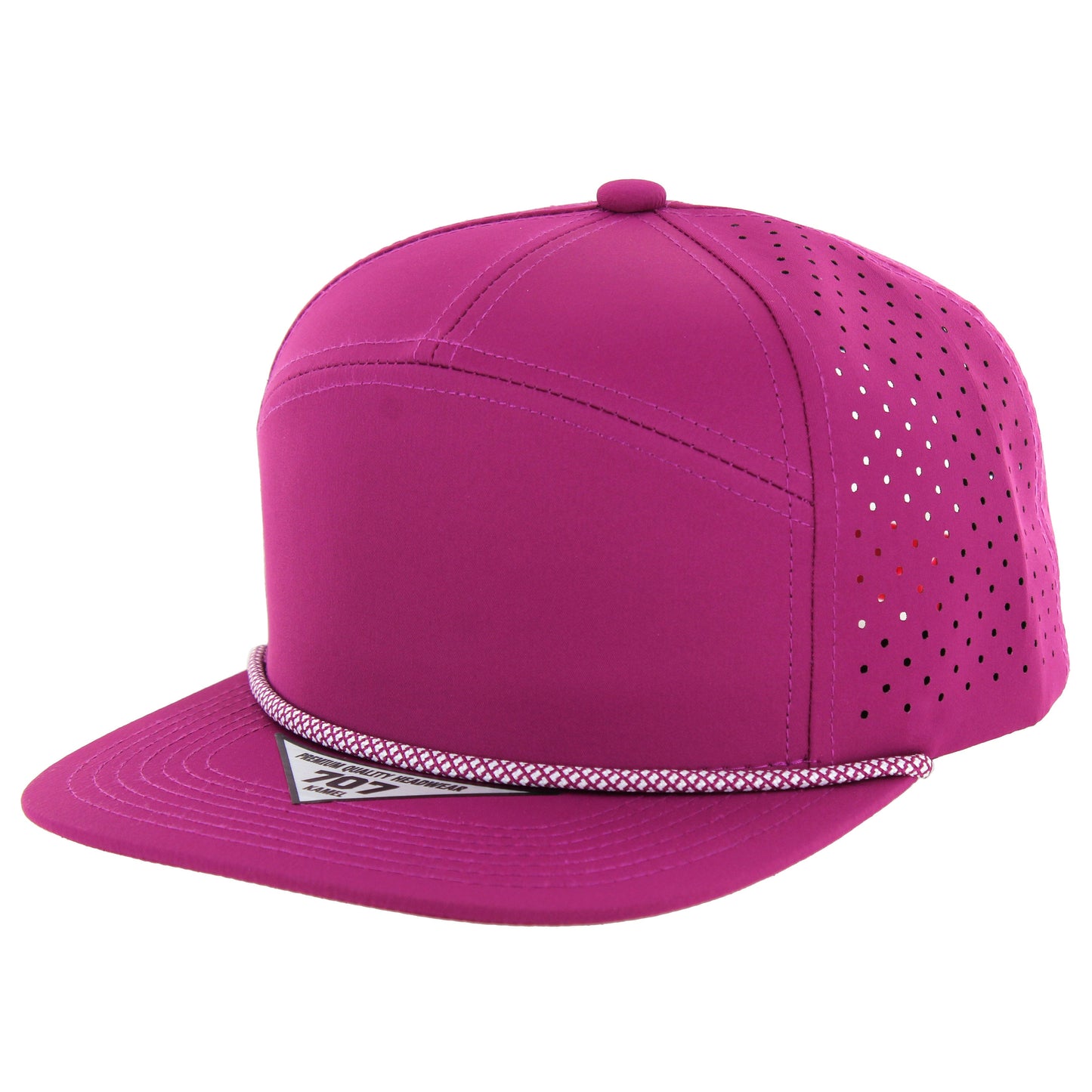 K707DPR - 7 PANEL PERFORATED ROPE CAP - Plum