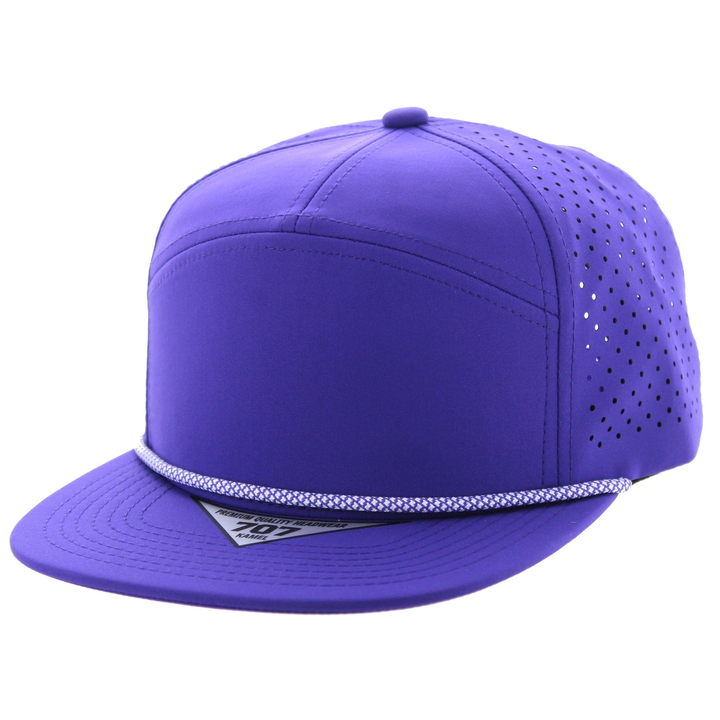 K707DPR - 7 PANEL PERFORATED ROPE CAP - Purple
