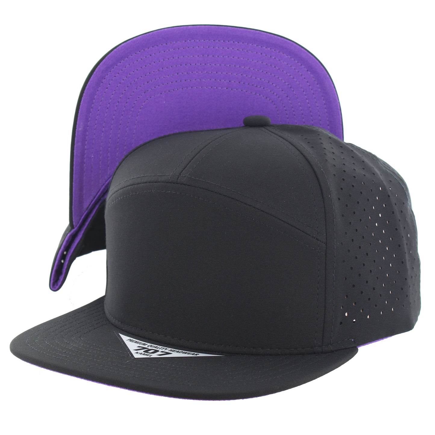K707DPS - 7 PANEL PERFORATED SUBTONE CAP - Black (Purple)