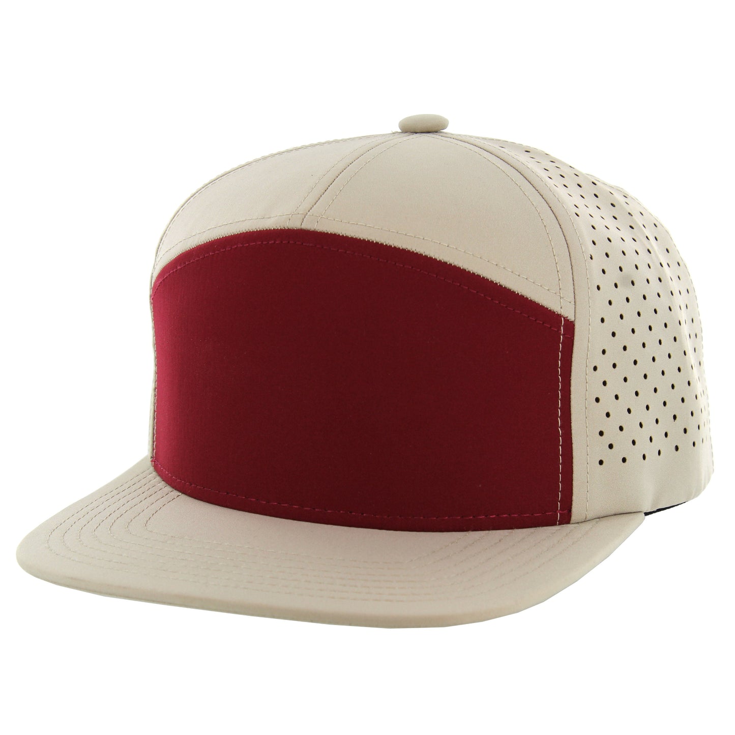 K707DP - 7 PANEL PERFORATED SUBTONE CAP - Burgundy/Khaki/Khaki