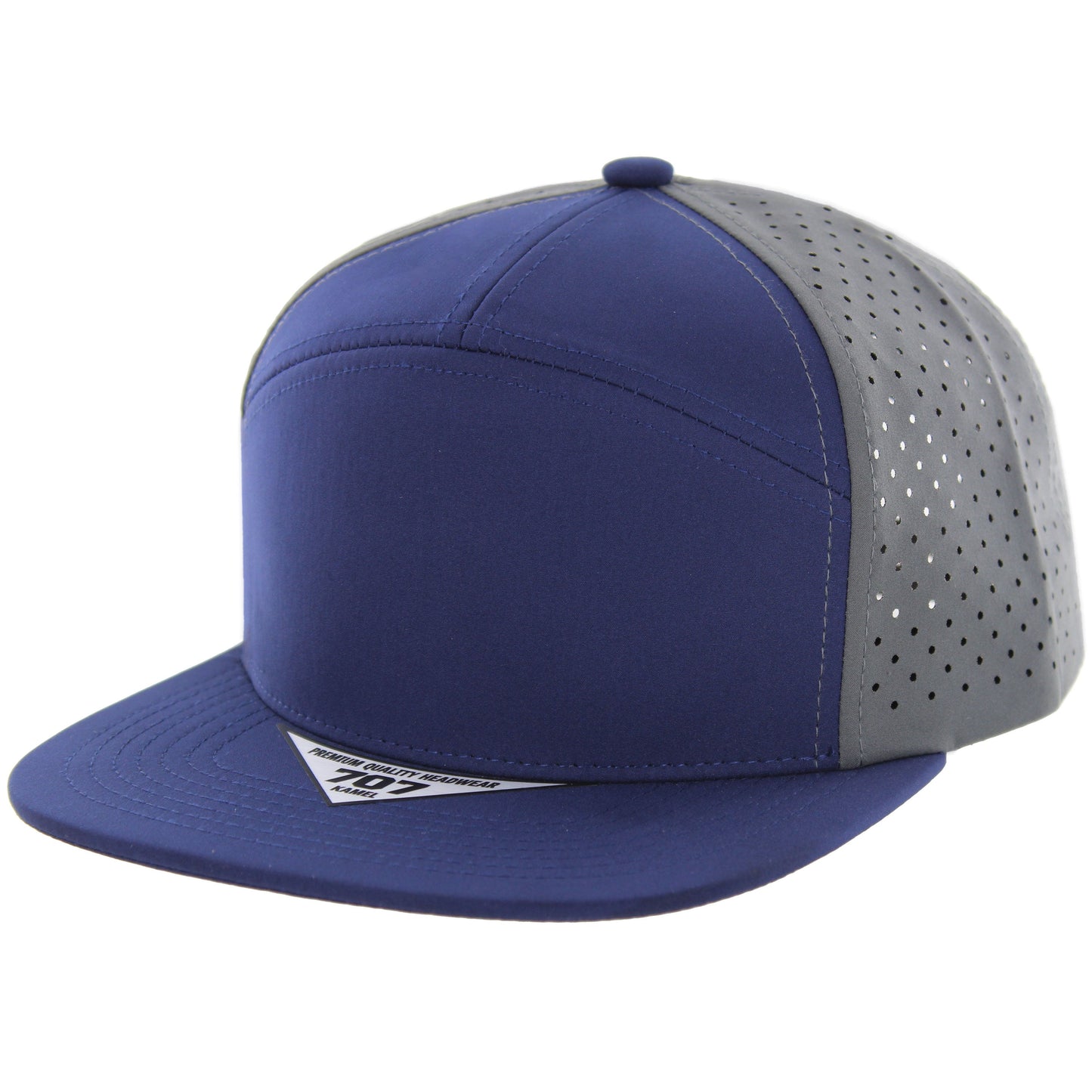 K707DP - 7 PANEL PERFORATED SUBTONE CAP - Navy/Navy/Charcoal