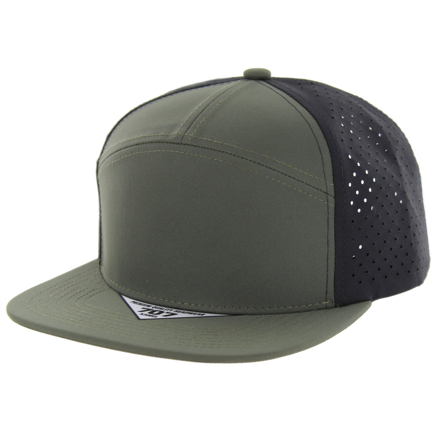 K707DP - 7 PANEL PERFORATED SUBTONE CAP - Olive/Olive/Black