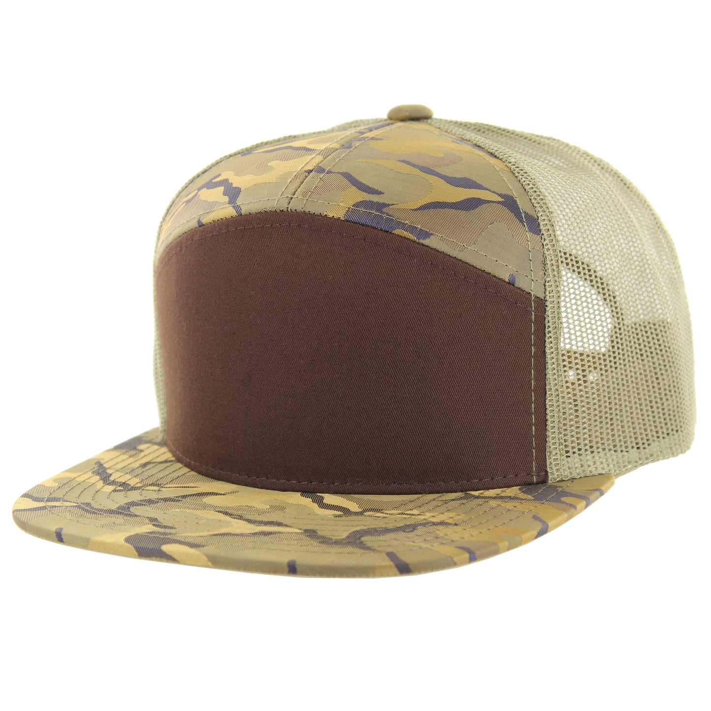 K707HT - 7 PANEL HYBRID TRUCKER - Brown/Khaki Camo/Khaki