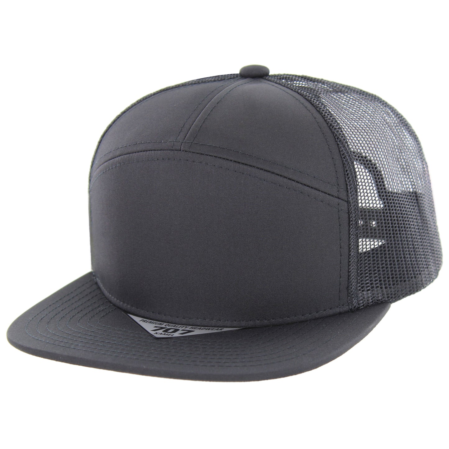 K707NT - 7 PANEL NANO TWILL TRUCKER - Black