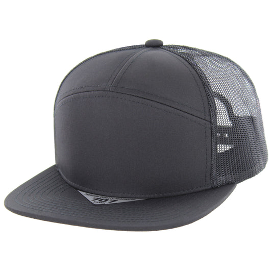 K707NT - 7 PANEL NANO TWILL TRUCKER - Black