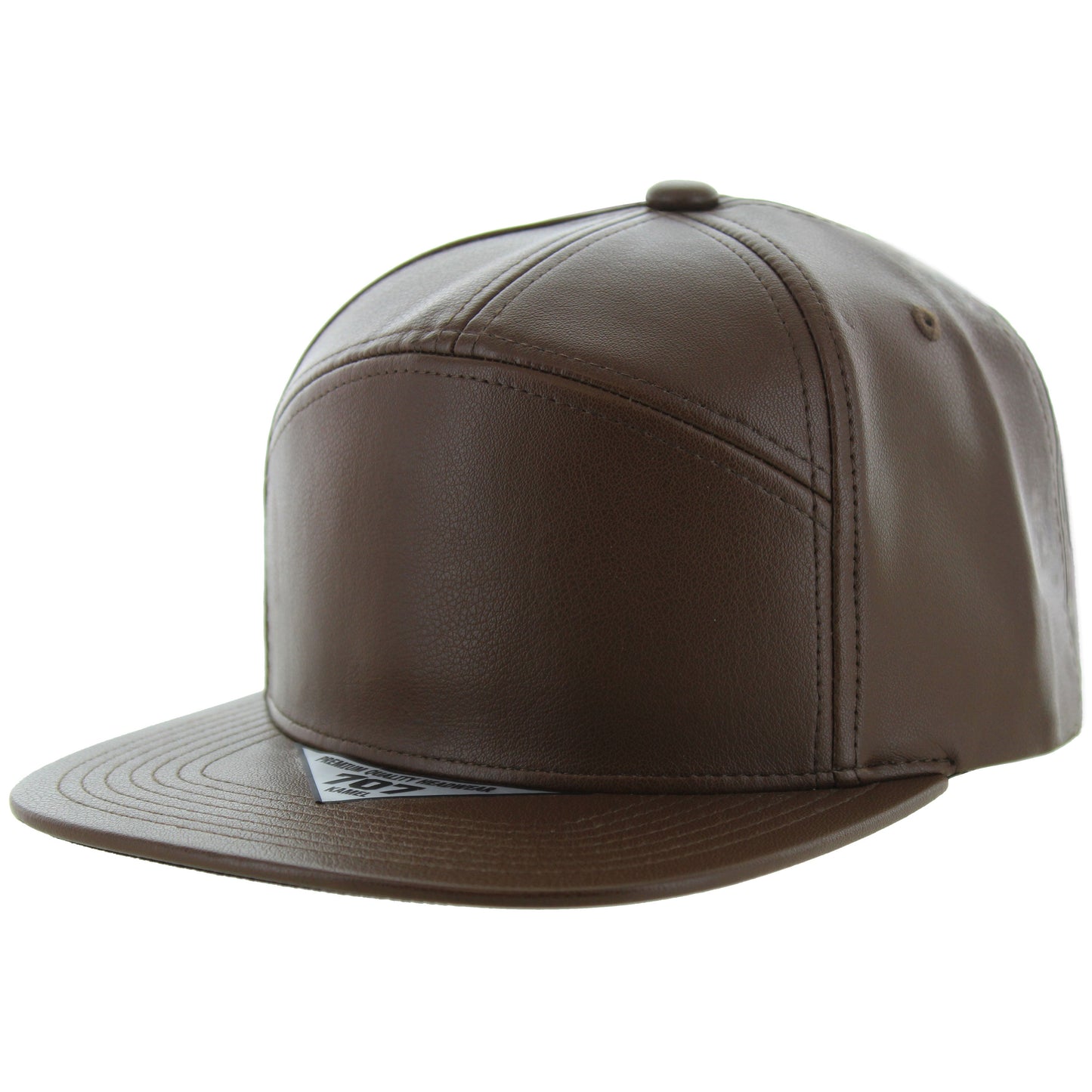 K707PU - 7 PANEL PU LEATHER CAP - Brown