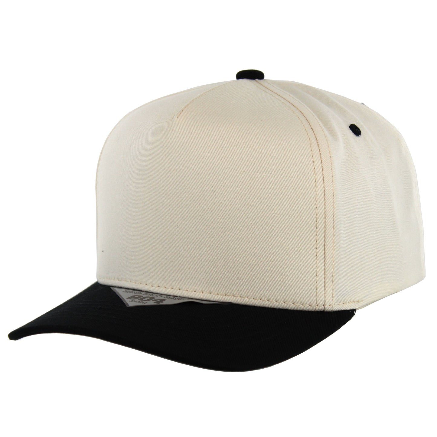K804 - 5 PANEL COTTON CAP - Natural/Black