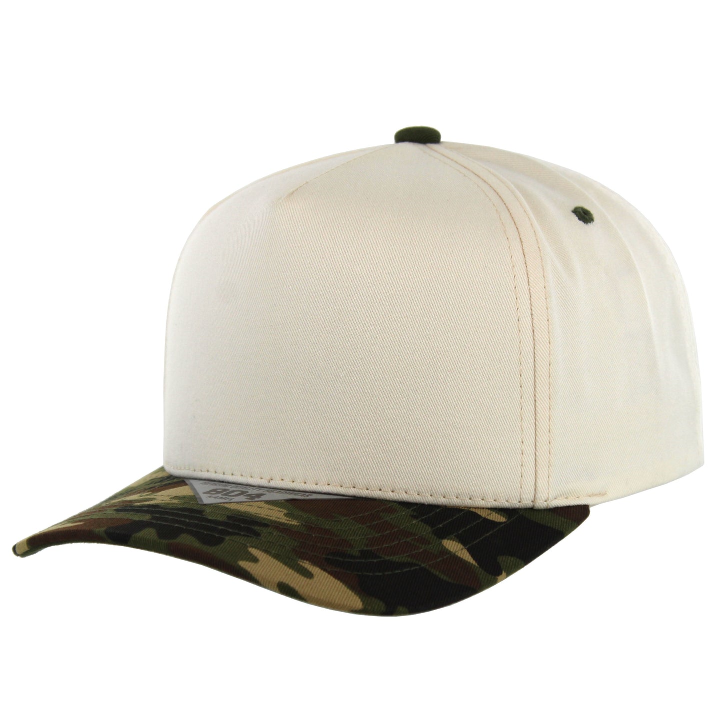 K804 - 5 PANEL COTTON CAP - Natural/K.Green Camo