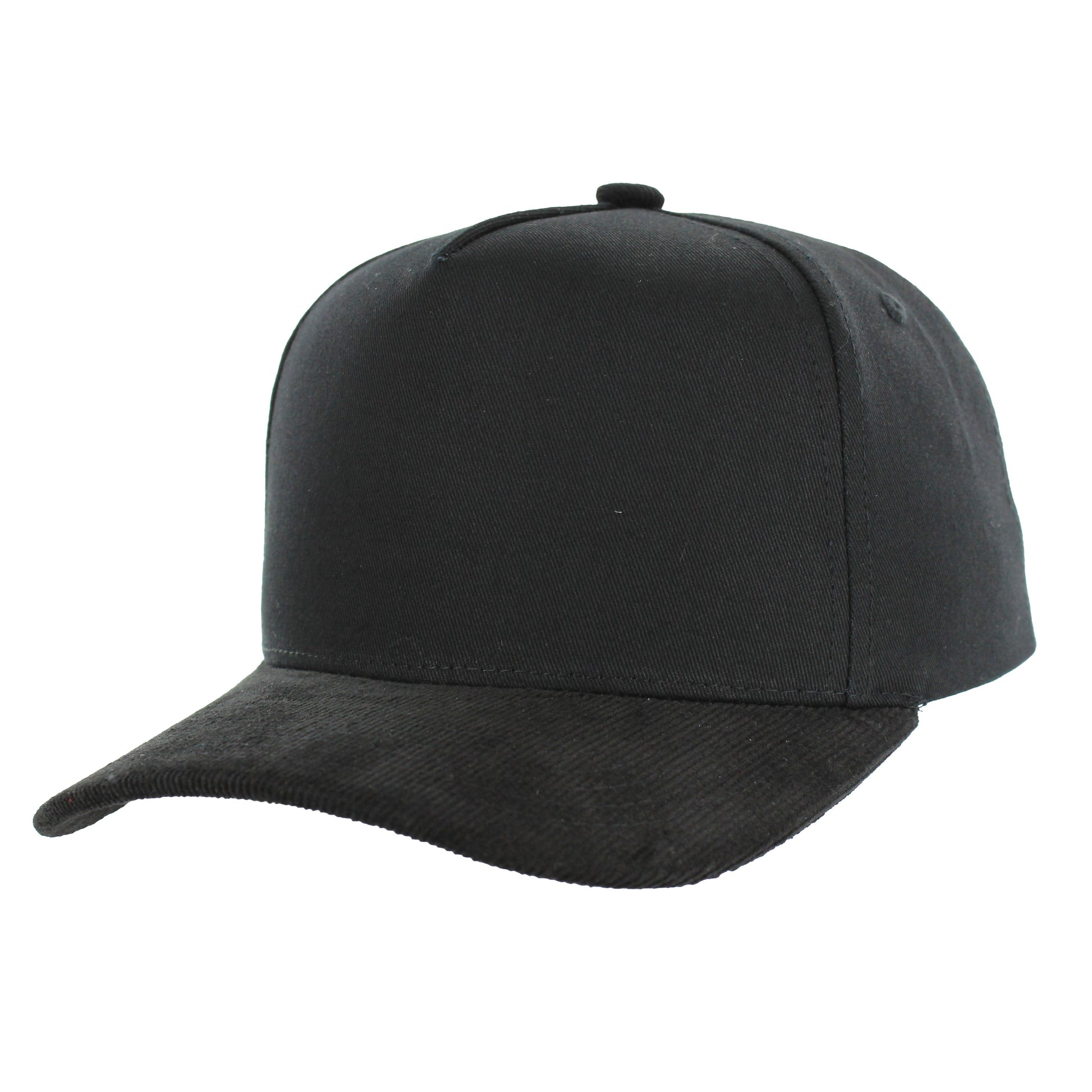 K804CC - 5 PANEL COTTON WITH CORDUROY VISOR CAP - BLACK/BLACK
