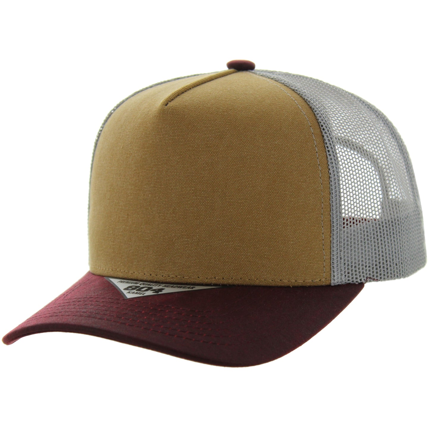 K804COT - CANVAS OIL TRUCKER - Khaki/Burgundy/Grey