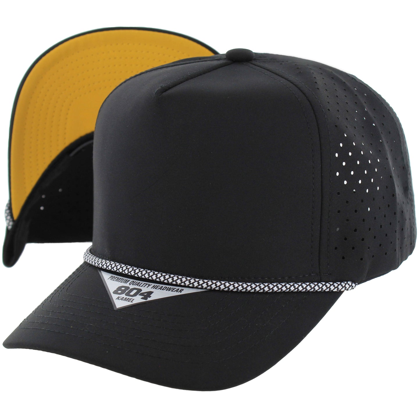 K804DPRS - PERFORATED SUBTONE ROPE HAT - Black (Gold)