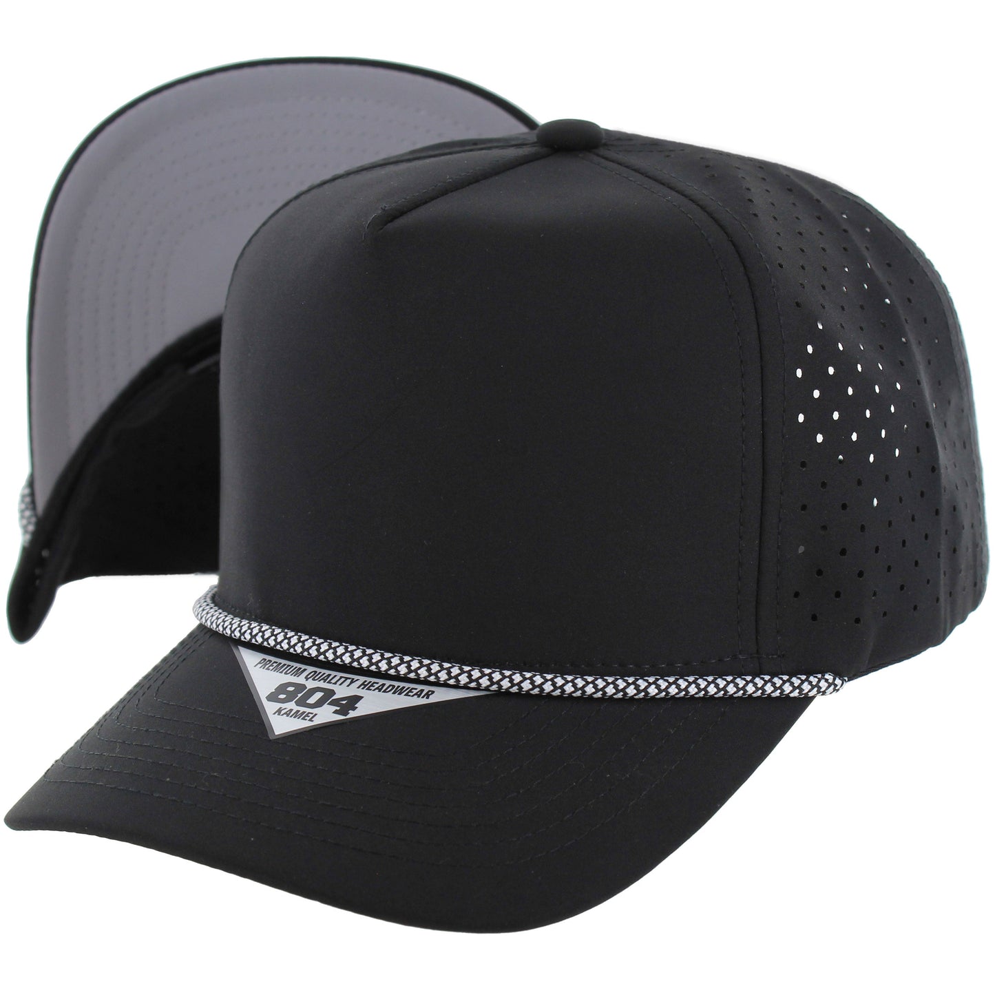 K804DPRS - PERFORATED SUBTONE ROPE HAT - Black (Light Grey)