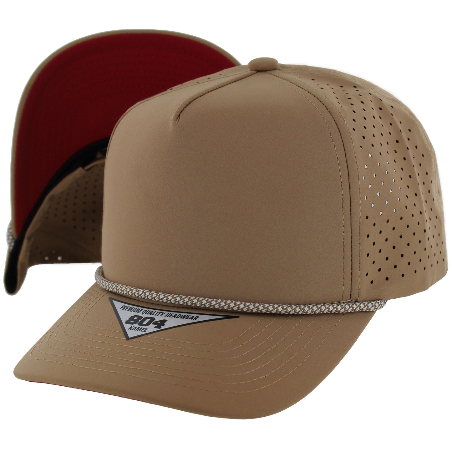 K804DPRS - PERFORATED SUBTONE ROPE HAT - Khaki (Red)