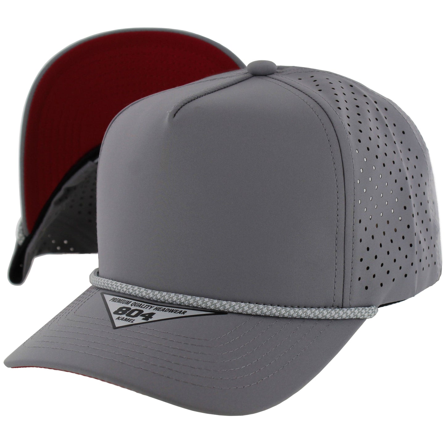 K804DPRS - PERFORATED SUBTONE ROPE HAT - Light Grey (Red)