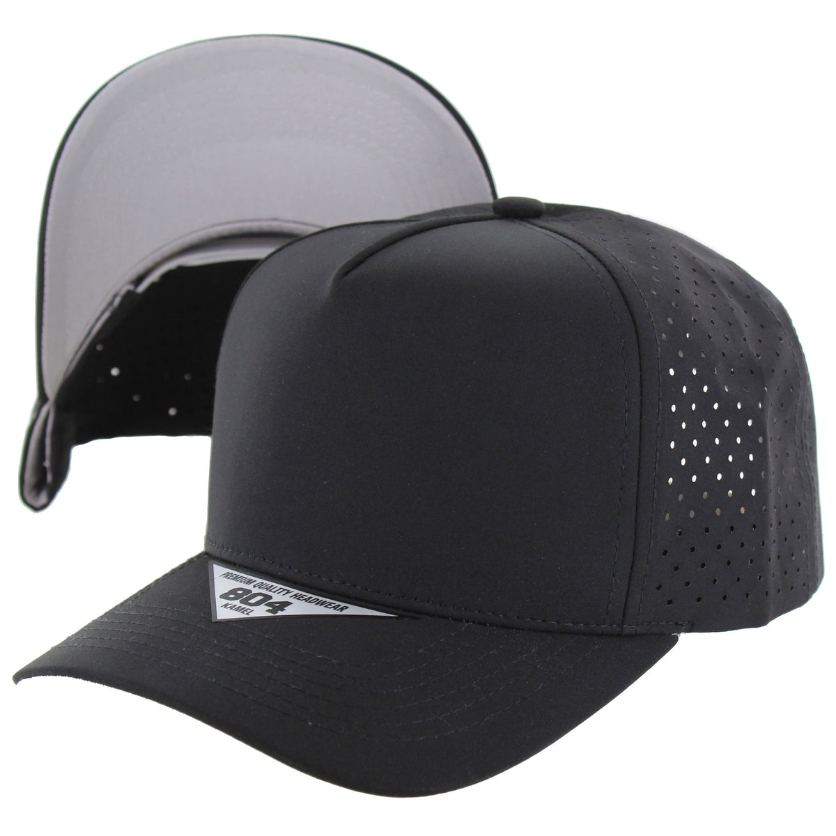 K804DPS - 5 PANEL PERFORATED SUBTONE CAP - Black (Light Grey)