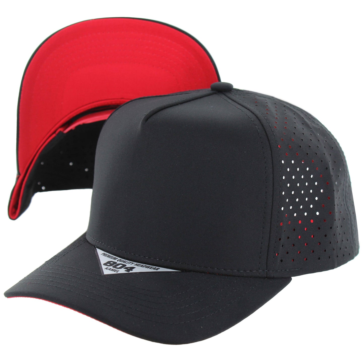 K804DPS - 5 PANEL PERFORATED SUBTONE CAP - Black (Red)