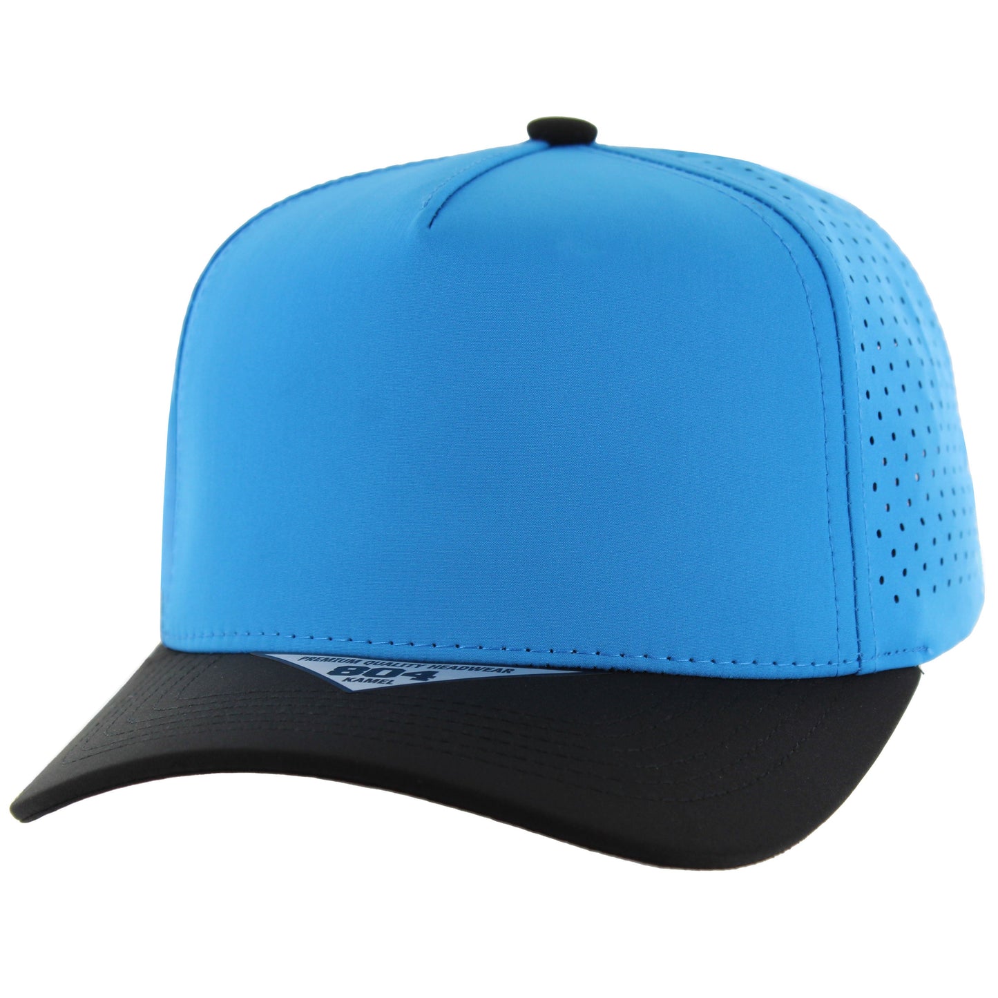 K804DP - 5 PANEL PERFORATED CAP - Aqua/Black