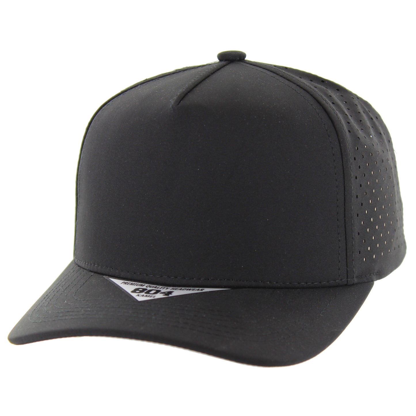 K804DP - 5 PANEL PERFORATED CAP - Black