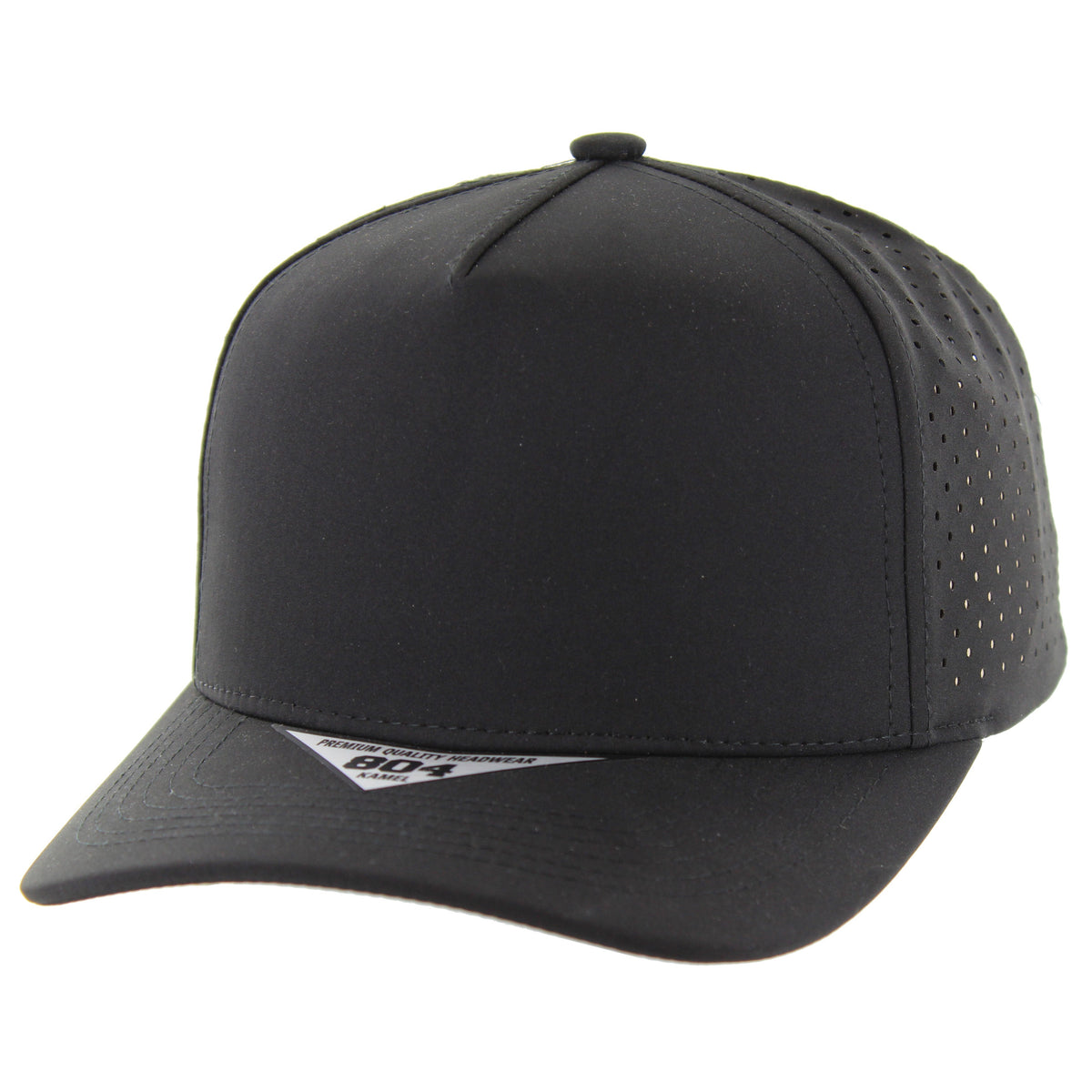 K804DP - 5 PANEL PERFORATED CAP - Black