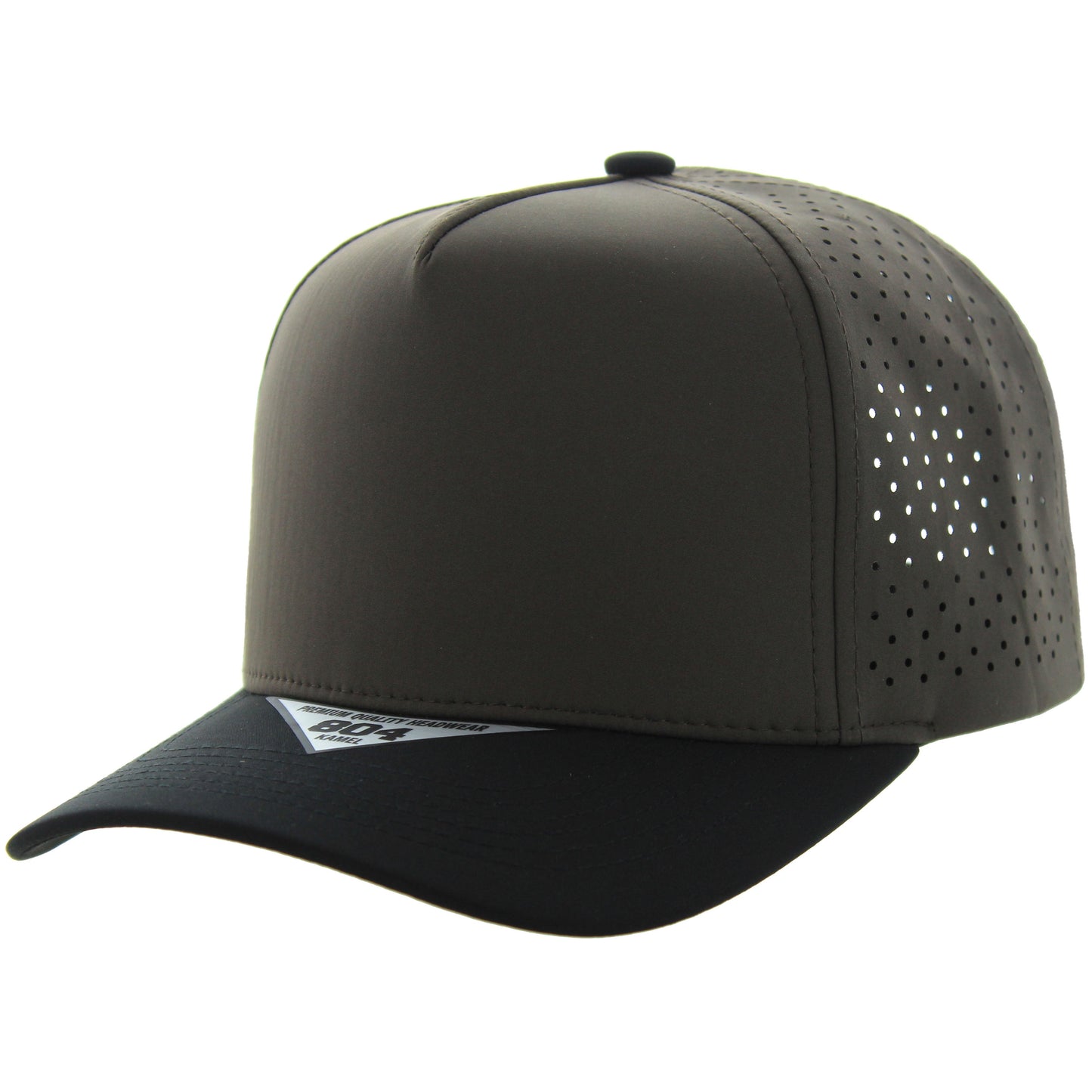 K804DP - 5 PANEL PERFORATED CAP - Brown/Black