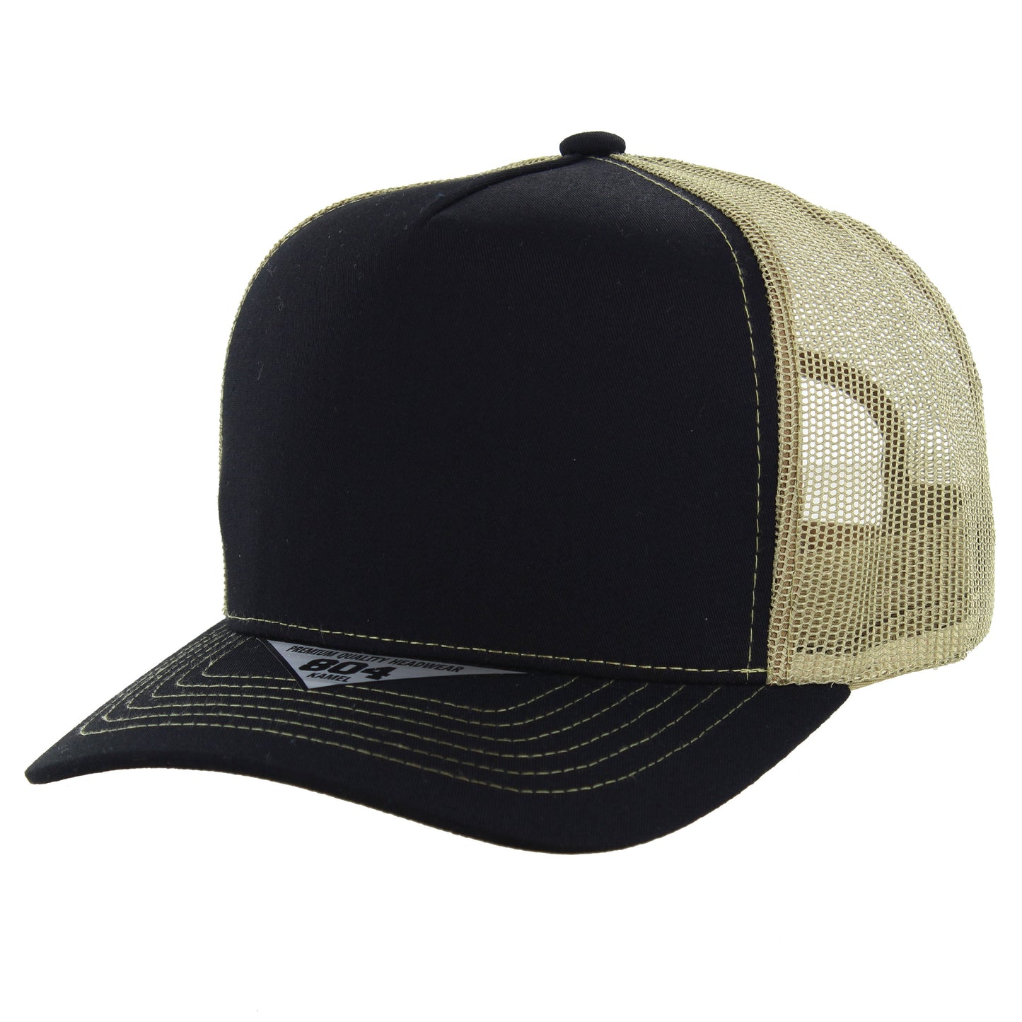 K804T - 5 PANEL TRUCKER - Black/Khaki