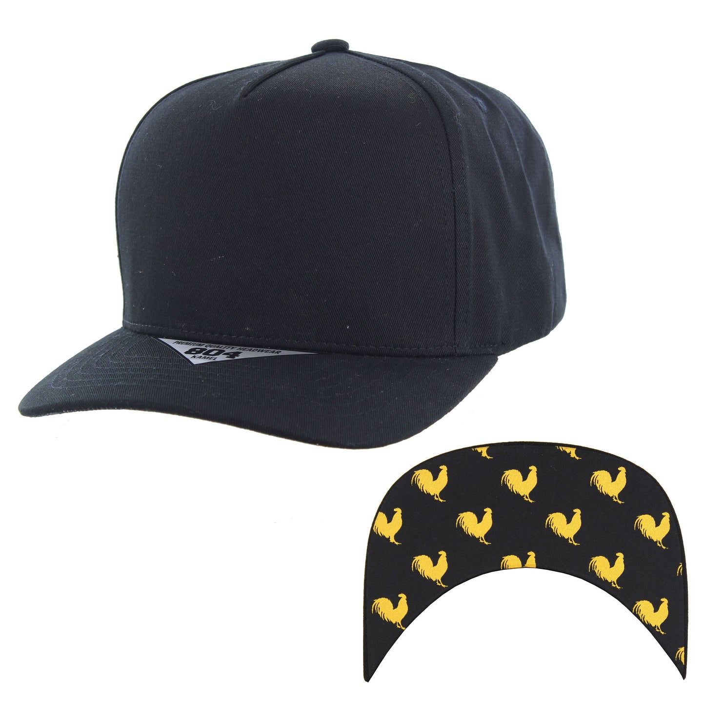 K804UP - UNDER VISOR PRINT HAT - Black (Gold Gallo)