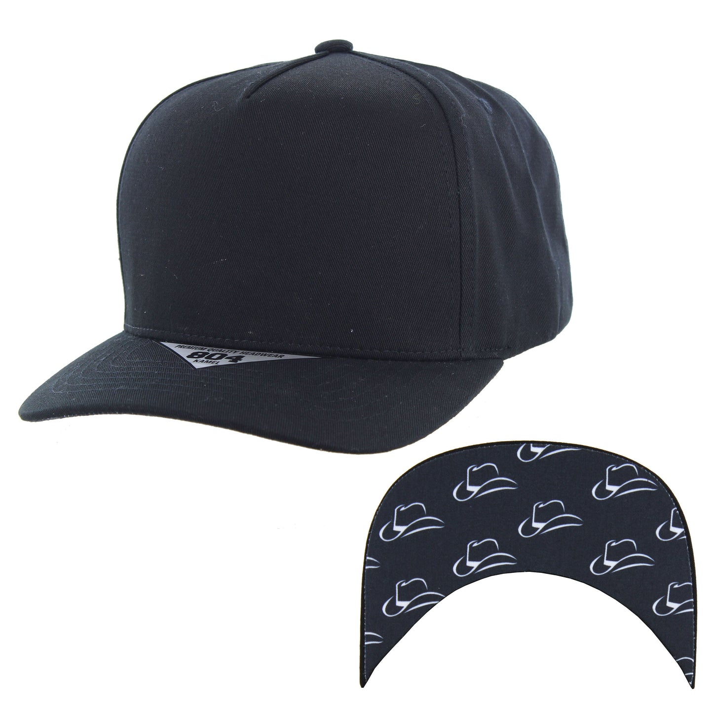 K804UP - UNDER VISOR PRINT HAT - Black (Sombrero)