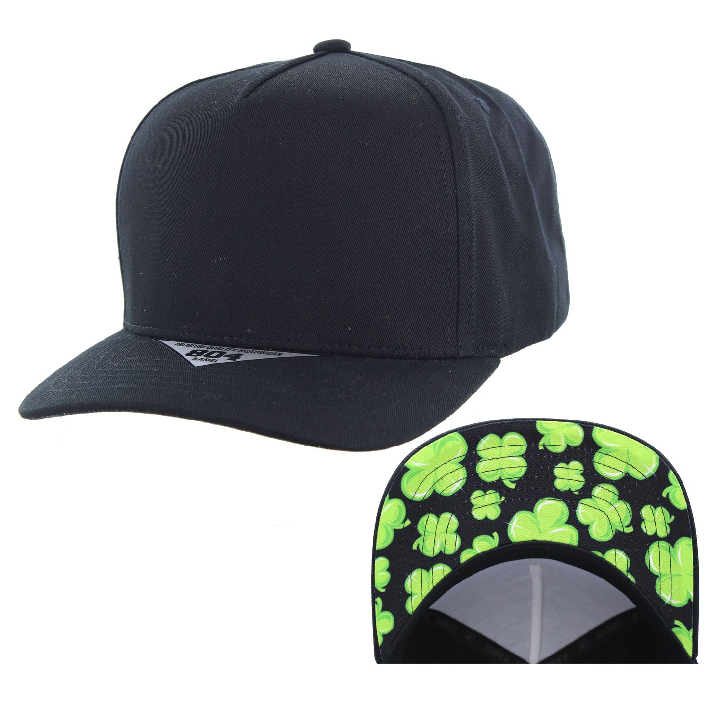 K804UP - UNDER VISOR PRINT HAT - Black (Green Clover)