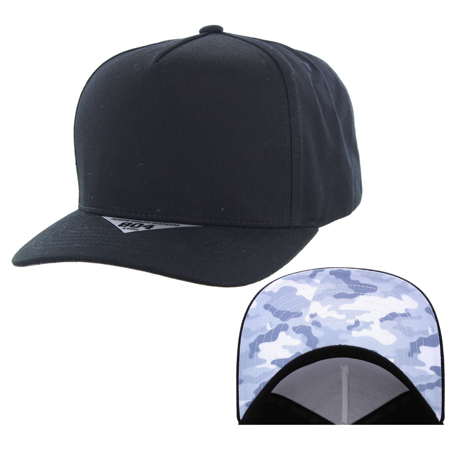 K804UP - UNDER VISOR PRINT HAT - Black (White Camo)