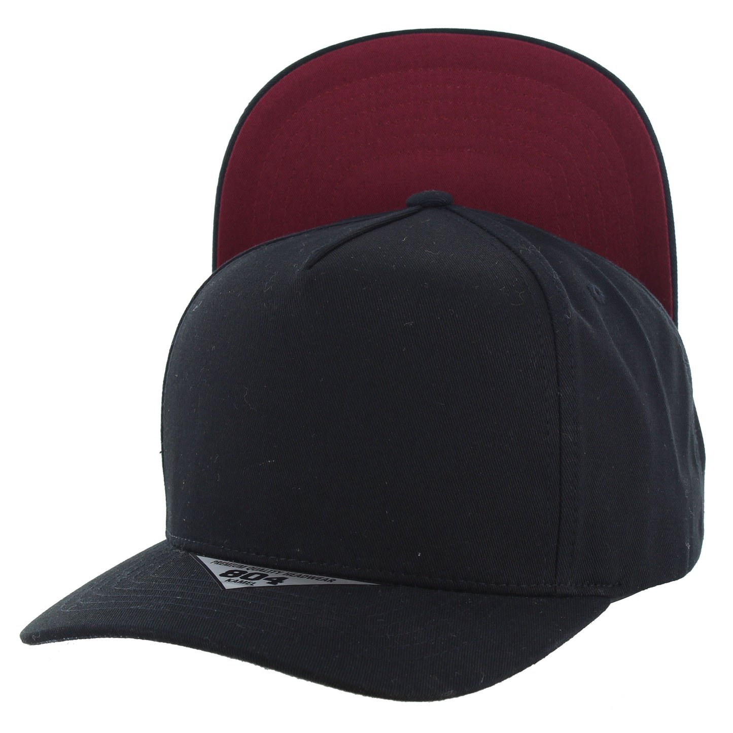 K804U - Two-Tone Visor Hat - Tone Visor Hat - Black (Burgundy)