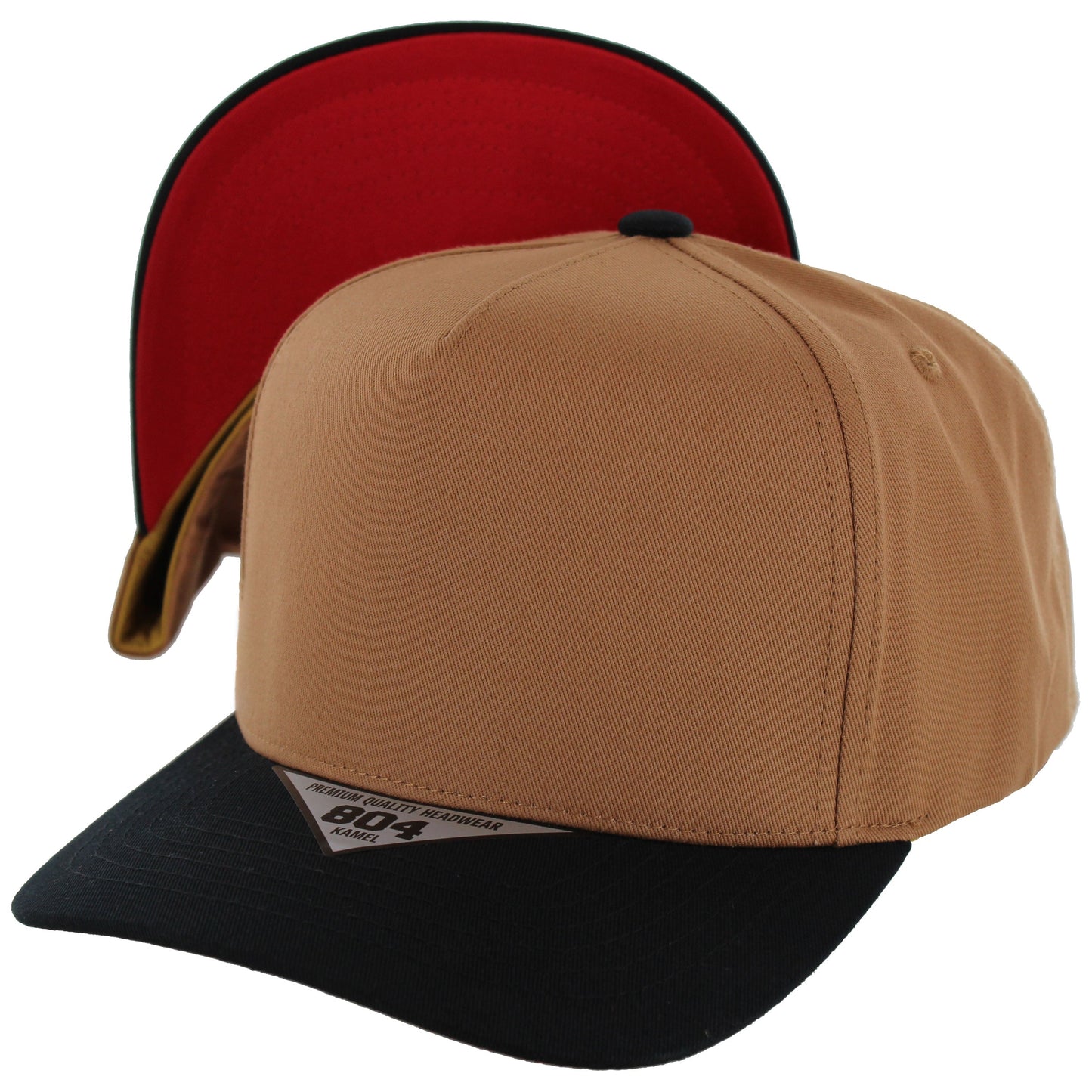 K804U - Two-Tone Visor Hat - Tone Visor Hat - Caramel/Black (Red)