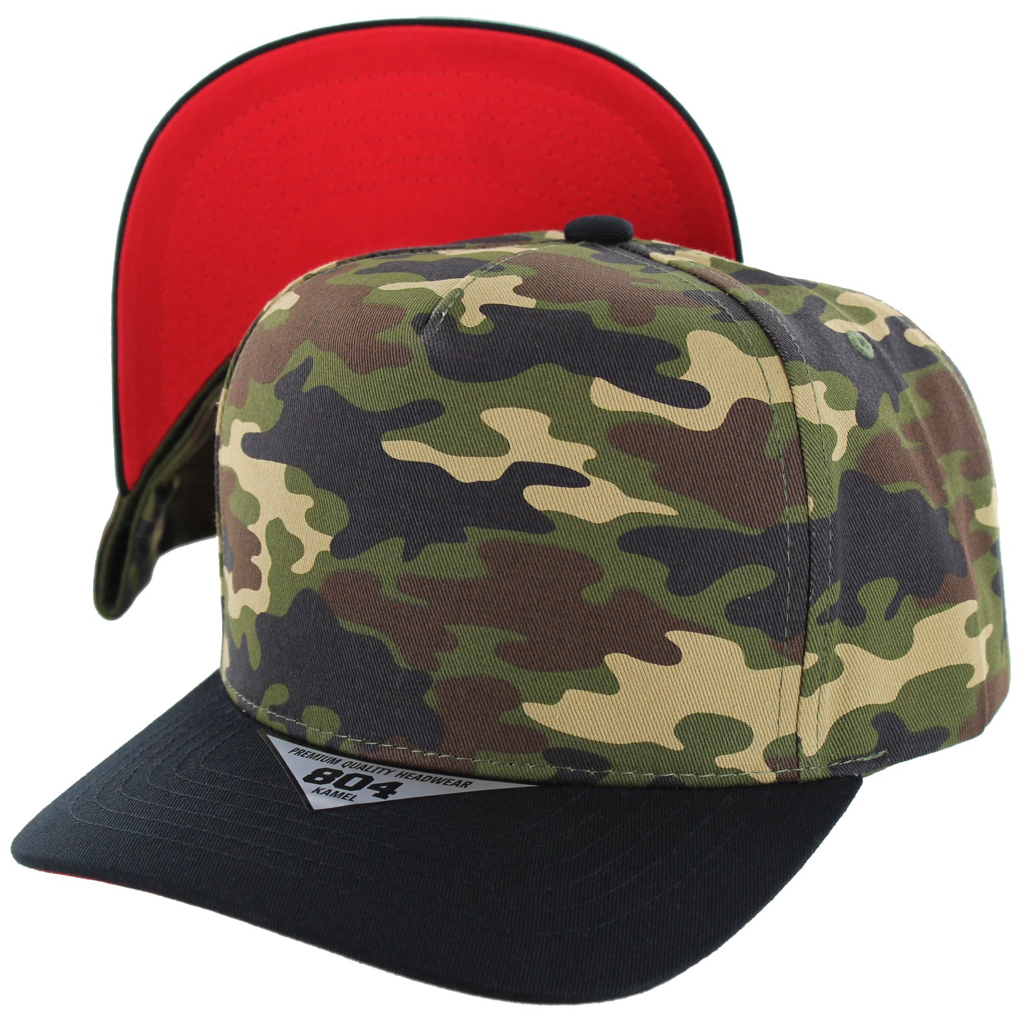 K804U - Two-Tone Visor Hat - Tone Visor Hat - K.Green Camo/Black (Red)