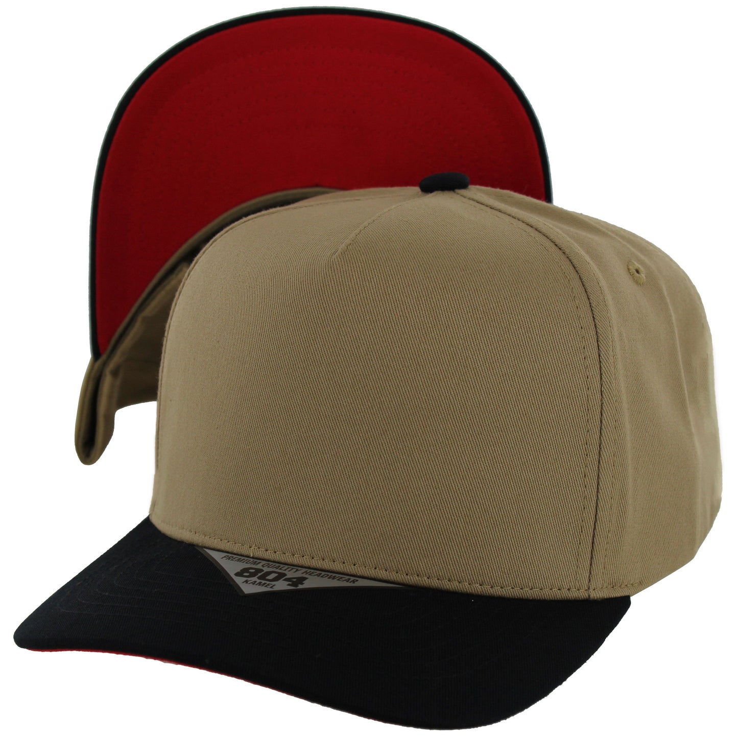 K804U - Two-Tone Visor Hat - Tone Visor Hat - Khaki/Black (Red)