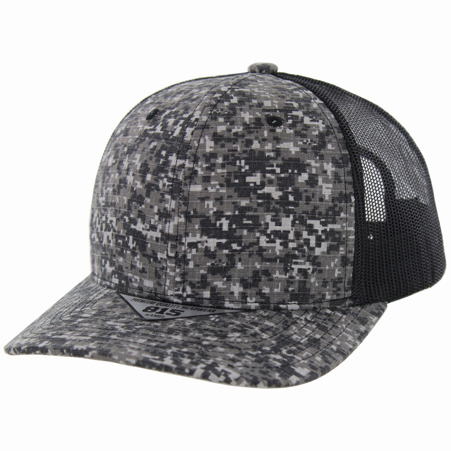 K815DCT - DIGI CAMO TRUCKER HAT - Black Camo/Black