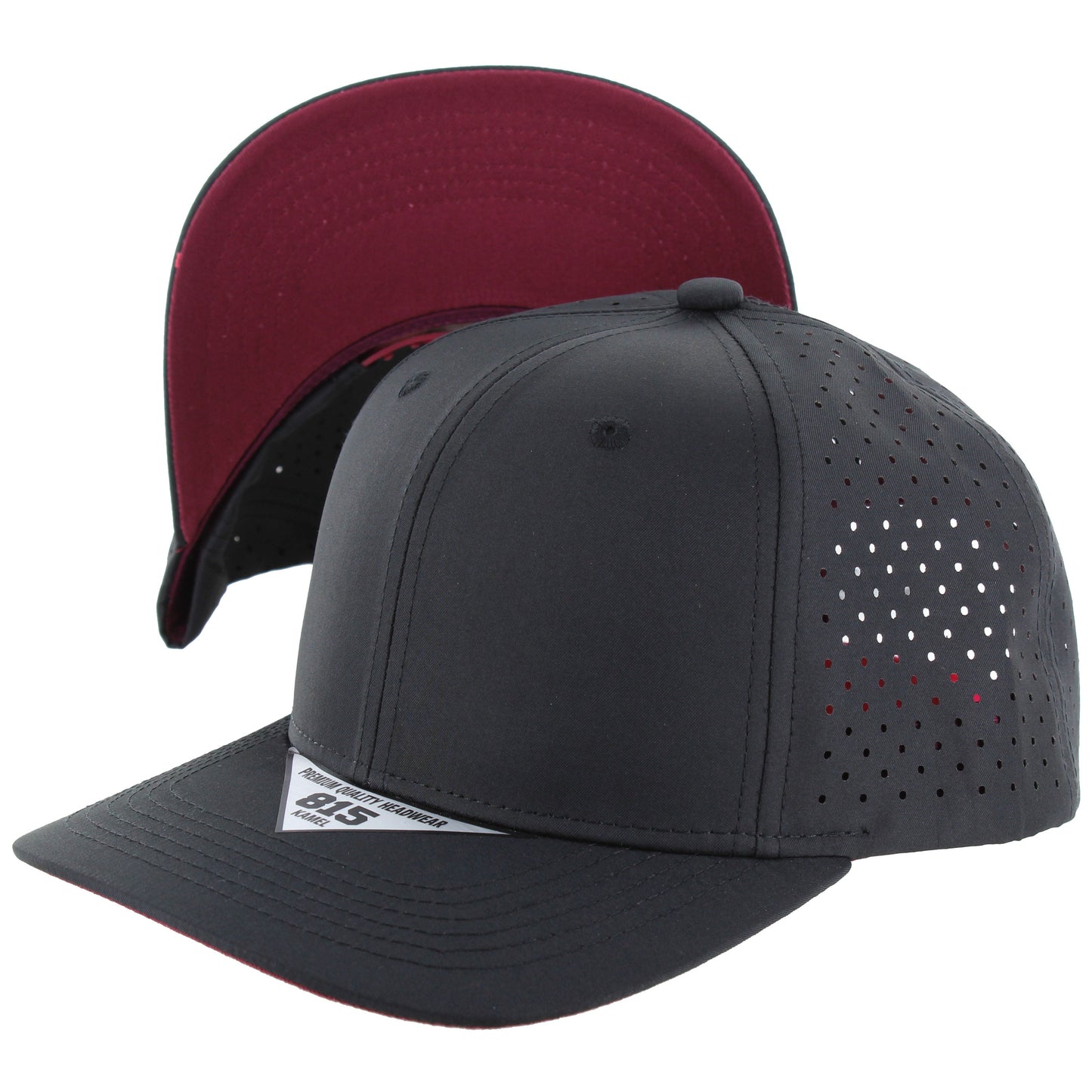 K815DPS - 6 PANEL PERFORATED SUBTONE CAP - Black (Burgundy)