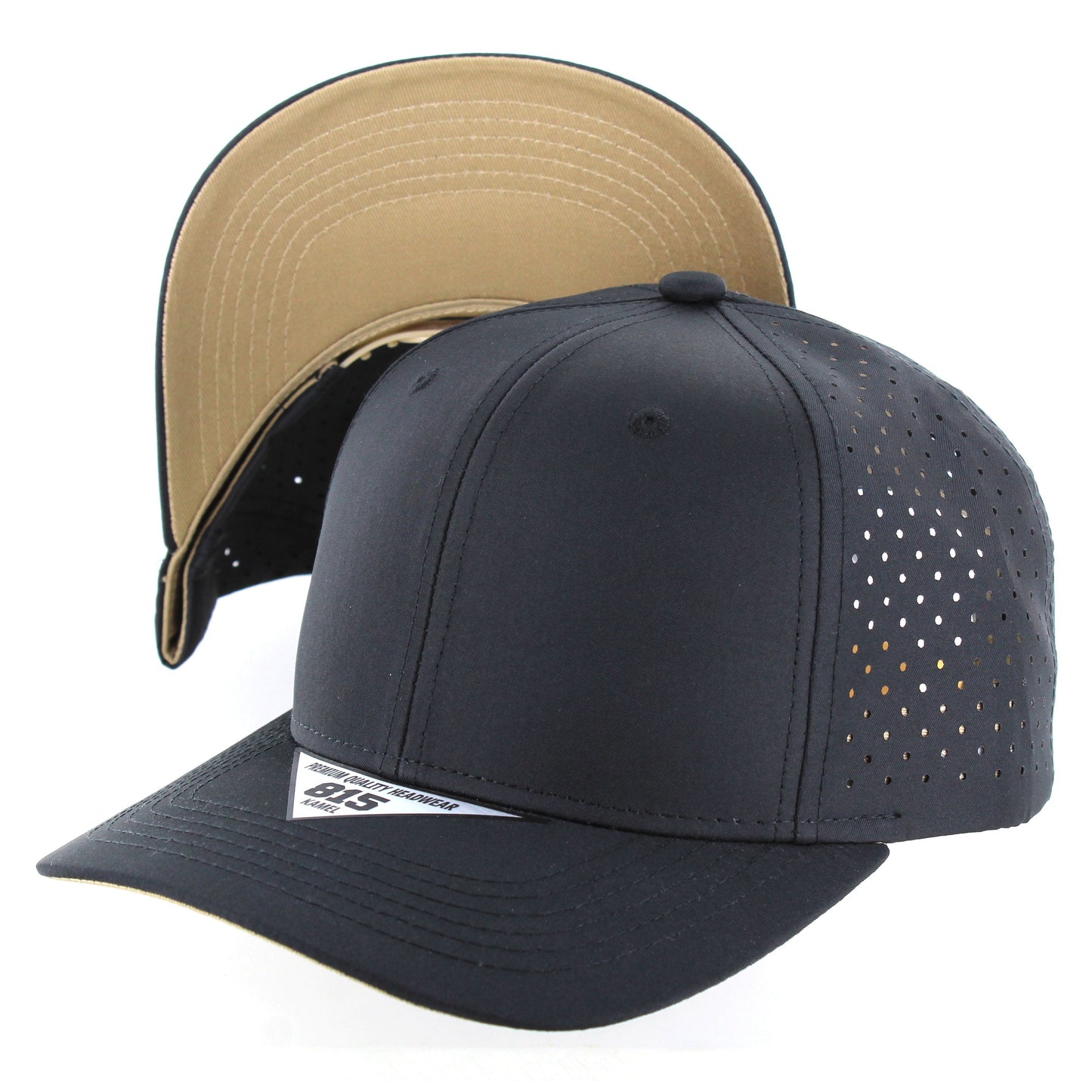 K815DPS - 6 PANEL PERFORATED SUBTONE CAP - Black (Khaki)
