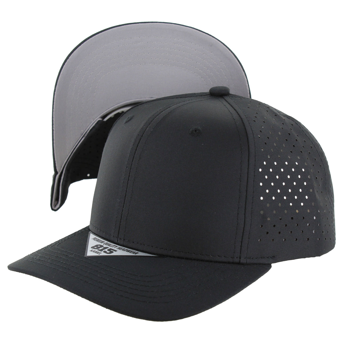 K815DPS - 6 PANEL PERFORATED SUBTONE CAP - Black (Light Grey)