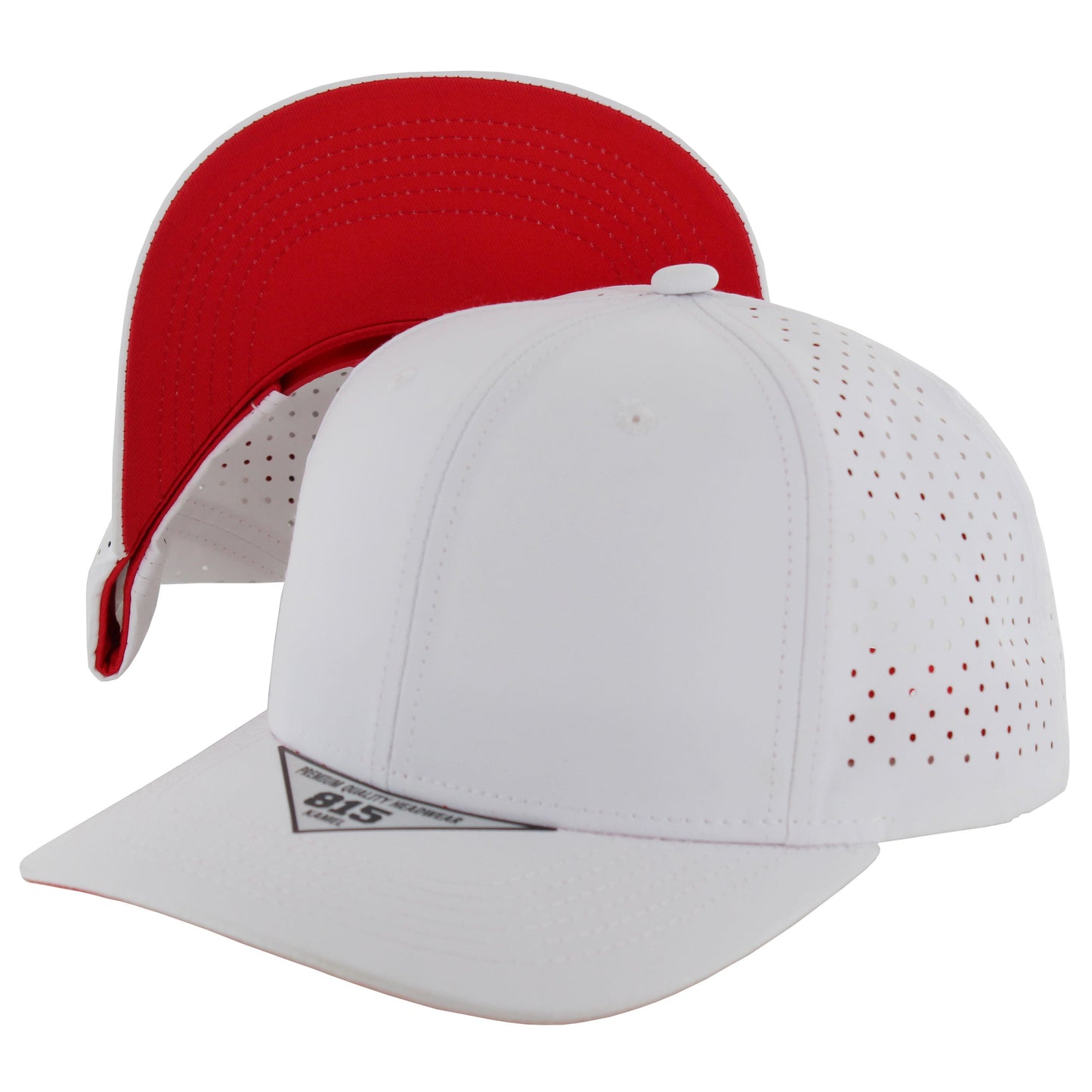 K815DPS - 6 PANEL PERFORATED SUBTONE CAP - White (Red)
