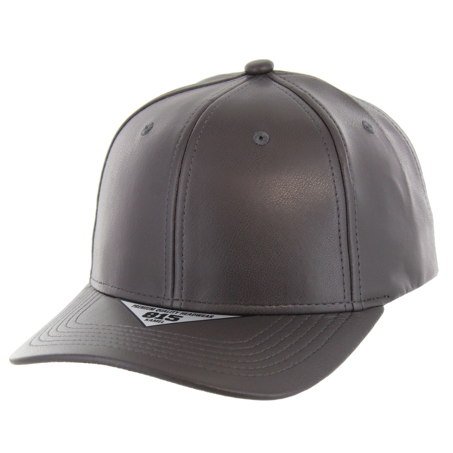 K815PU - 6 PANEL PU LEATHER CAP - Charcoal