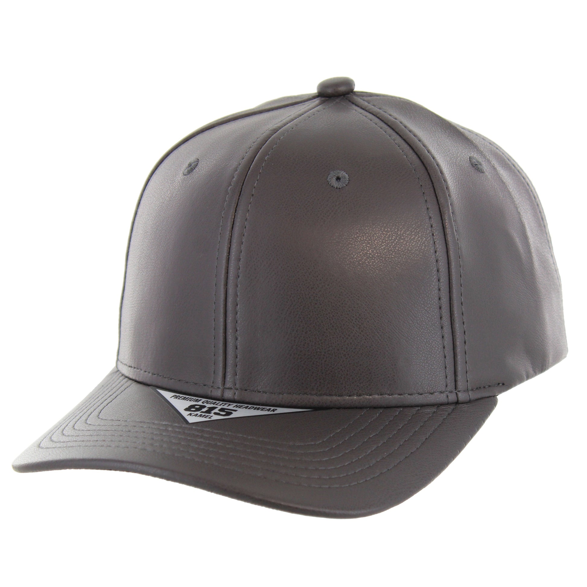 K815PU - 6 PANEL PU LEATHER CAP - Charcoal