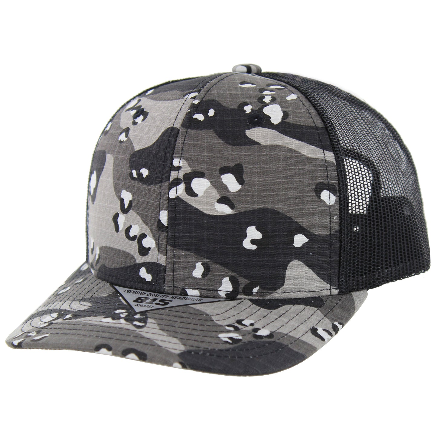 K815RSCT - RIPSTOP CAMO TRUCKER HAT - Black Camo/Black