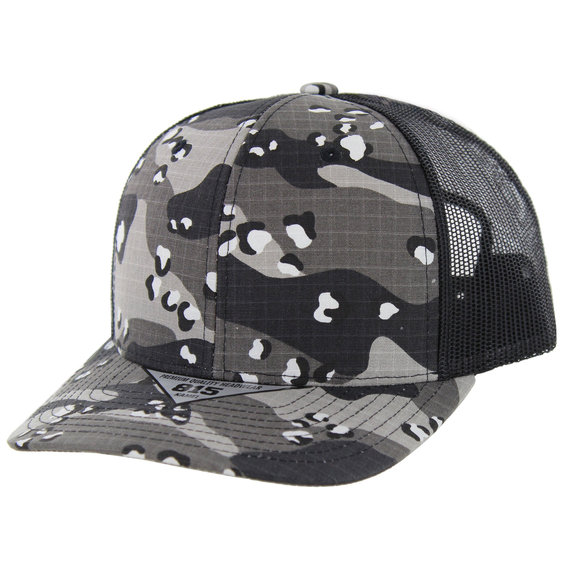K815RSCT - RIPSTOP CAMO TRUCKER HAT - Black Camo/Black