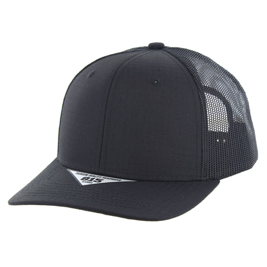 K815RST - 6 PANEL RIPSTOP TRUCKER - Black