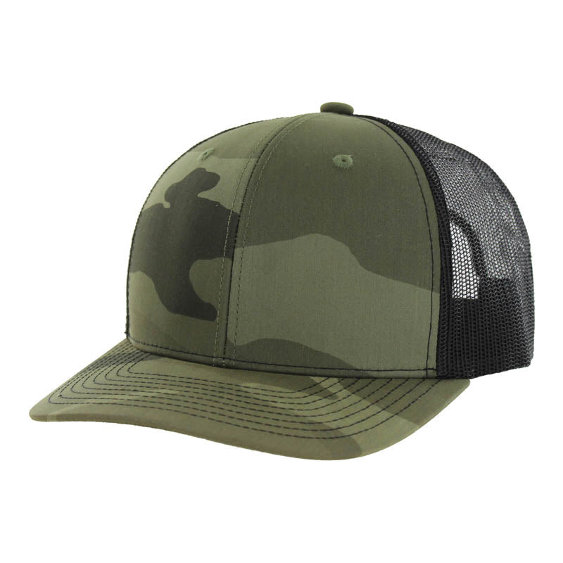 K815T - 6 PANEL TRUCKER - Olive camo(T)/Black